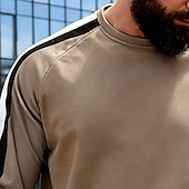 voordelige Basis Sweatshirts-Voor heren Sweatshirt Trui met capuchon Stoppen Zwart Rood Marineblauw Khaki Grijs Strakke ronde hals Effen Lapwerk Kleurenblok Sport &amp; Outdoor Casual Dagelijks Streetwear Stoer Sportkleding Alle