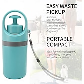 abordables Cuencos y Comederos-Recogedor de excrementos portátil sin contacto para perros pequeños, medianos y grandes. Incluye 15 bolsas y un contenedor hermético para recoger los desechos.