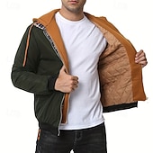 baratos Men's Jackets &amp; Coats-Men's Winter Jacket Casual Jacket Hoodied Jacket Outdoor Casual Pocket Quilted Winter Fall &amp; Winter Color Block Streetwear Daily Hooded Regular Black Burgundy Navy Blue Khaki Army Green Jacket