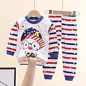 billiga Pyjamas-Småbarn Pojkar 2 delar Pyjamasset Långärmad Z17 Z29 Z13 Ensfärgat Djur Vår Höst Förtjusande Hem 7-13 år