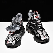 abordables Zapatillas Informales-Hombre Zapatillas de deporte Zapatos de Navidad Forro de Lana Zapatos para correr Zapatos de Paseo Casual Punto Cómodo Antideslizante Transpirable Botines / Hasta el Tobillo Cordones Negro Blanco Rojo