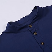 Недорогие Халаты-Муж. Домашняя одежда Ночная рубашка Ночная сорочка Полотняное плетение Стиль Удобная обувь Дом Повседневные Хлопок Дышащий Воротник-стойка Длинный рукав Весна Осень Черный Белый