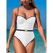 abordables Bañadores de una pieza-Bañador de tankini de 2 piezas para mujer con aros control de abdomen alta cintura esbelto sin espalda ropa de playa para vacaciones color sólido cuello en V sin mangas