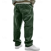 billiga Raka ben-Herr Långbyxor Manchesterbyxor Casual byxor Säckiga byxor Träningsbyxor med raka ben Snörning Elastisk midja Ensfärgat Komfort Fullängd Dagligen Utomhus Streetwear Mode Klassisk Stil Svart Vit