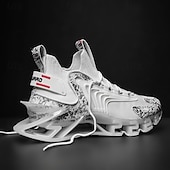 Χαμηλού Κόστους Ανδρικά Παπούτσια Τρεξίματος-Ανδρικά λευκά και γκρι αθλητικά αθλητικά παπούτσια - παπούτσια υψηλών επιδόσεων με αναπνεύσιμο σχεδιασμό για τρέξιμο, υπαίθριες δραστηριότητες και καθημερινή χρήση