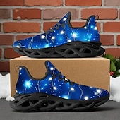 baratos Ténis para Homem-Tênis masculino com estampa natalina iluminada - luzes de LED vibrantes, calçado esportivo confortável para as festas de fim de ano, eventos festivos e encontros ao ar livre.