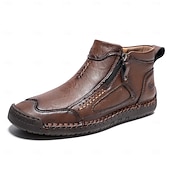 abordables Botines-Botas de senderismo de piel sintética de primera calidad para hombre: calzado resistente con cierre de cremallera para aventuras al aire libre y uso casual.