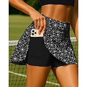 economico Gonne e Skorts da Donna-Per donna Animale Leopardo Gonna casual Gonne da tennis Patchwork Tasca 2 in 1 UPF50+ Resistente ai Raggi UV Multistrato Protezione UV Pallavolo Tennis Badminton Pantaloncini Gonna Nero con Bianco