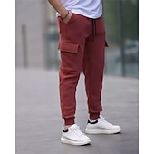 billige last cargo-Herre Cargo joggebukse Joggebukser Fleecebukser Jogger Bukser Snorer Lomme Elastisk midje عادي Komfort Varm utendørs Daglig Ut på byen Mote Fritid Svart Hvit Mikroelastisk