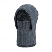 Недорогие теплая и теплая коллекция-3-в-1 шапка-бини, утеплитель для шеи и лица, зимняя шапка-шарф, многофункциональная вязаная шапка для мужчин, для езды на велосипеде, теплая, с флисовой подкладкой, для защиты ушей, для холодной погоды