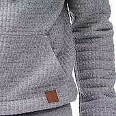 baratos hoodies básicos dos homens-Homens Moletom Moletons Waffle Estacionar Preto Verde Tropa Azul Marinha Cáqui Cinza Claro Com Capuz Tecido Patchwork Bloco de cor bolso canguru Casual Diário Desportos e Ar livre Poliéster Roupa de