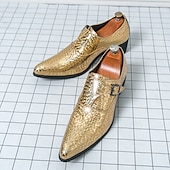 baratos Sapatos de monge-Mocassins masculinos azuis de verniz com fivela - calçado formal elegante para eventos especiais e trajes de noite.