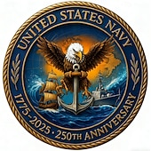 זול 250 שנה להקמת ארצות הברית-מטבע זכרון של חיל הים לרגל יום הולדת ה-250 – 1775–2025 מטבעות אספנות מטבעות תצוגה מתכתיים עמידים לאספנים ורעיון מתנה נושא צבאי פטריוטי חצי אלף
