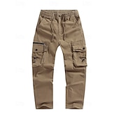 baratos Calças Cargo-Homens Calças Cargo Calças Bolso multi Tecido A Prova de Vento Vestível Comprimento total Ao ar livre Diário Acampar e Caminhar Roupa de rua à moda Exército verde Preto
