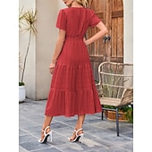 ieftine Rochie albă-Pentru femei Rochie Maxi Rochie A line Casual Zilnic Fit regulat Simplu Manșon scurt În V Albastru piscină Alb Galben Roșu-aprins Vară Primăvară