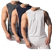 baratos Tops de ginásio-Homens Malha Íntima Colete Camiseta Interior camisa sem manga Sem Manga Decote V Decote Redondo Verão Tecido Moda Clássico Confortável 3 Peças Multi-pack Rua Casual Esportes A B C Top Tee para Homens