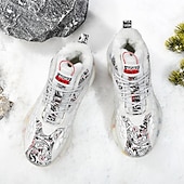 abordables Zapatillas Informales-Hombre Zapatillas de deporte Zapatos de Navidad Forro de Lana Zapatos para correr Zapatos de Paseo Casual Punto Cómodo Antideslizante Transpirable Botines / Hasta el Tobillo Cordones Negro Blanco Rojo