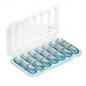 economico deposito bagagli e viaggi-Portapillole portatile con 21/28 scomparti, dispenser per farmaci settimanale, grande scomparto diviso, adatto per vitamine e farmaci quotidiani, ideale per viaggi, casa o come regalo.