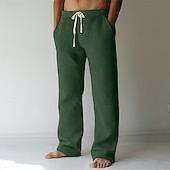 preiswerte Gerade Bein-Herren Jogginghose Hose Baggy-Hosen Gerade geschnittene Sweatpants Waffelhose Kordelzug Elastischer Bund Einfach Atmungsaktiv Volle Länge Urlaub Lässig Täglich Klassicher Stil Basic Schwarz Weiß