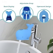abordables Limpiando suministros-Cubierta de grifo de bañera de silicona con forma de ballena: suave, duradera y segura para los más pequeños, azul &amp;Opciones grises, ideales para la seguridad del baño y el tiempo de juego, cubierta