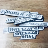 halpa Kodin tarvikkeet-12 kappaleen pakkaus magneettisia työkalupakkietikettejä, 3D-tulostettuja työkalupakkietikettejä, yleisiä työkalupakkien järjestelytarvikkeita, uudelleenkäytettäviä etikettejä teräksisille