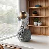 cheap Statues-1PC Cute Astronaut Station Moon-shaped Decorative Small Ornaments Resin Material Hand-painted Astronaut Shaped Handicrafts Astronaut Shaped Office Desk and Desk Decoration Ornaments