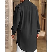 abordables Robes de Chambre-Homme Loungewear Chemise de Nuit Uni Élégant Confort Maison Quotidien Coton Respirant Col montant manche longue Printemps Automne Noir Blanche