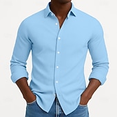 abordables Chemises décontractées intelligentes pour hommes-Homme Chemise Chemise en velours côtelé Chemise Boutonnée bleu marine manche longue Uni Col Rabattu Occasionnel Quotidien Boutonné Vêtement Tenue Coton Mode Streetwear Classique Occasionnel