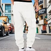 ieftine cargou-Bărbați Pantaloni de sport cargo Pantaloni Sport Joggeri Pantaloni Pantaloni Waffle Cordon Buzunar Talie elastică Simplu Confort Απαλό Zilnic În aer liber Concediu Vacanță Modă Negru Verde Militar