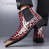 cheap Chelsea Boots-Men's Brown Leopard Print Chelsea Boots – Trendy and Bold Design, Ideal for Casual Wear, Street Style and Fashion-forward Occasions