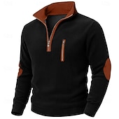 abordables Camisetas de pana-Hombre Camisa de Pana Camiseta superior Camisa de manga larga Camisas de hombre con coderas Manga Larga Cuello Alto Zip Otoño invierno Otoño Bloque de color Diario Casual Estilo callejero Cremallera