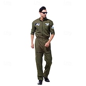 voordelige Beroep en Uniform Kostuums-Fancy kostuum Jumpsuit Uniform Piloot Astronaut Cosplay Kostuum Volwassenen Voor heren Halloween Carnaval Feest Prestatie Aankleden