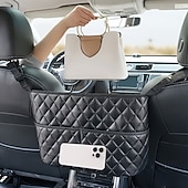 abordables Rangements pour voiture-Organisateur de dossier de siège auto grande capacité - sac de rangement en filet de cuir artificiel durable pour organiser et ranger les accessoires intérieurs de voiture.