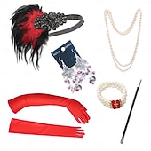 abordables Accesorios y más-Conjunto Rugido 20s 1920s Retro Antiguo Diadema de estilo flapper Para la Cabeza Conjunto de accesorios El gran Gatsby Chica de la aleta Pluma Disfraz Mujer Navidad Carnaval Mascarada Fiesta temática