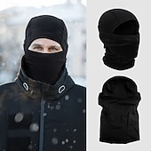 abordables collection chaude et chauffée-Bonnet 3 en 1 avec cache-cou et masque de protection contre le froid, doublé polaire noire, coupe-vent et anti-poussière, idéal pour le cyclisme, la moto et les sports de plein air.
