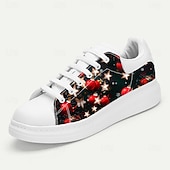 billiga Mäns julsandaler-Vita julskor för män med röda och guldfärgade ornament - snygga och bekväma skor för fester och högtider