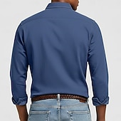 Χαμηλού Κόστους Ανδρικά Πόβερ Μπλουζάκια-Ανδρικά Πουκάμισο Πουκάμισο Popover Πουκάμισο με κουμπιά Casual πουκάμισο Μπλε τζιν Μαύρο Λευκό Βαθυγάλαζο Σκούρο μπλε Μακρυμάνικο Σκέτο Κουμπωτός γιακάς Causal ΕΞΩΤΕΡΙΚΟΥ ΧΩΡΟΥ Κουμπιά Ρούχα