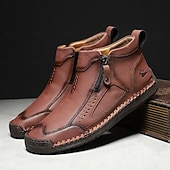abordables Botines-Botas de senderismo de piel sintética de primera calidad para hombre: calzado resistente con cierre de cremallera para aventuras al aire libre y uso casual.