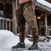 abordables jogging-Homme Animal Loup Viking Joggings Pantalon Jogger Pantalons Taille Moyenne Taille élastique à cordon Vintage Rétro Extérieur Camping &amp; Randonnée Chasse Pantalon de survêtement athlétique avec poches