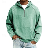 tanie podstawowe bluzy męskie-Męskie Bluza z Kapturem Zjechać na pobocze Bluza z kapturem na zamek błyskawiczny Morelowy Czarny Rumiany róż Zieleń wojskowa Granatowy Kaptur Równina Niejednolita całość Sport i turystyka Codzienny