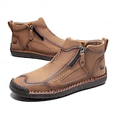 abordables Botines-Botas de senderismo de piel sintética de primera calidad para hombre: calzado resistente con cierre de cremallera para aventuras al aire libre y uso casual.