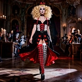 ieftine Costume de damă-Alice in Wonderland Basm Regina inimilor Regina Roșie Venin Rochii Costum Personaje din cărțile de povești Gotic for Pentru femei Adulți Halloween Performanță Îmbrăcăminte educativă Ținute pentru