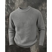 voordelige pullover voor heren-Voor heren Trui Gebreide trui Geribd Kabel breien Normale tops Gebreid Effen Strakke ronde hals Modern Modern eigentijds Casual Alledaagse kleding Kleding Herfst Winter Wit S M L