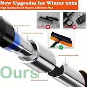 voordelige verwarming en koeling-Sneeuwborstel- en schraperset van 41 inch voor auto's - 5-in-1 telescopische ijskrabber met rubberen borstel, schuimrubberen handvat, 270° draaibare kop en schep - universeel sneeuwruimgereedschap