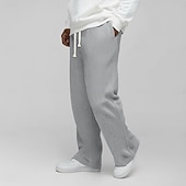 abordables Jambe Droite-Homme Gauffré Joggings Pantalons Pantalon décontracté Pantalons Amples Cordon de serrage Jambe Droite Couleur Unie Confort Longueur complète Occasionnel Quotidien Extérieur Vacances Mode Coupe Ample