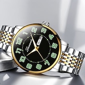 baratos Relógios Quartz-Relógio de Pulso Masculino Avançado Relógio de Quartzo Masculino Fashion Relógio Luminous com Calendário A Melhor Opção de Presente para Homens