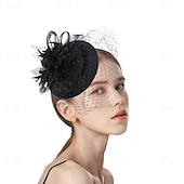levne fascinátory-Čelenka Látka 30. léta Svatební Čajový dýchánek Dostih koktejl Elegantní Vinobraní S Peří Tyl Přílba Pokrývky Hlavy