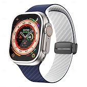 Недорогие Ремешки для часов Apple-Спортивный ремешок Совместим с Ремешок для часов Apple Watch 38мм 40мм 41мм 42мм 44мм 45мм 49мм Многослойный Магнитная застежка Две тонны силиконовый Углеволокно Сменный ремешок для часов для iwatch