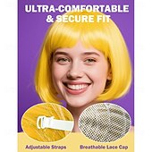 お買い得  カーニバルウィッグ-カーニバルウィッグ2026 ブロンド ピンク レッド ストレート ボブ ショート 合成フェスティバルウィッグ マルディグラ パレード コスプレ衣装ヘア のために 女性