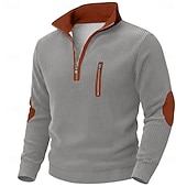 abordables Camisetas de pana-Hombre Camisa de Pana Camiseta superior Camisa de manga larga Camisas de hombre con coderas Manga Larga Cuello Alto Zip Otoño invierno Otoño Bloque de color Diario Casual Estilo callejero Cremallera